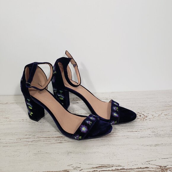 Madden Girl  Purple Velvet  Embroidered Floral Open Toe Heels  Behave  Size 10 - Picture 6 of 8